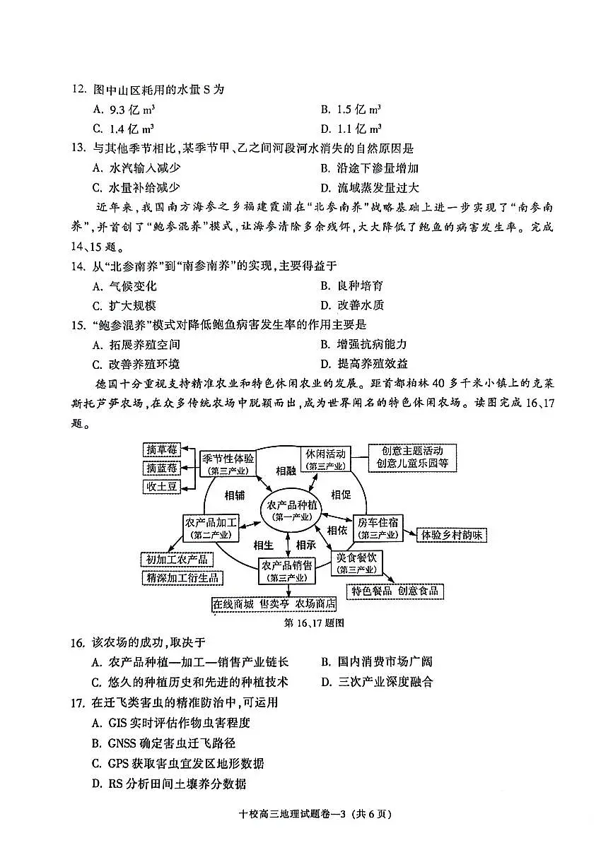 地理-浙江省金华十校2025年高考模拟考(金华十校一模)试题及答案第3页