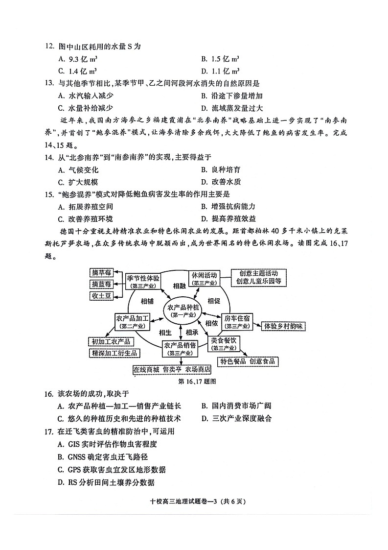 浙江省金华市十校2025-2026学年高三上学期11月高考一模考试地理试卷第3页