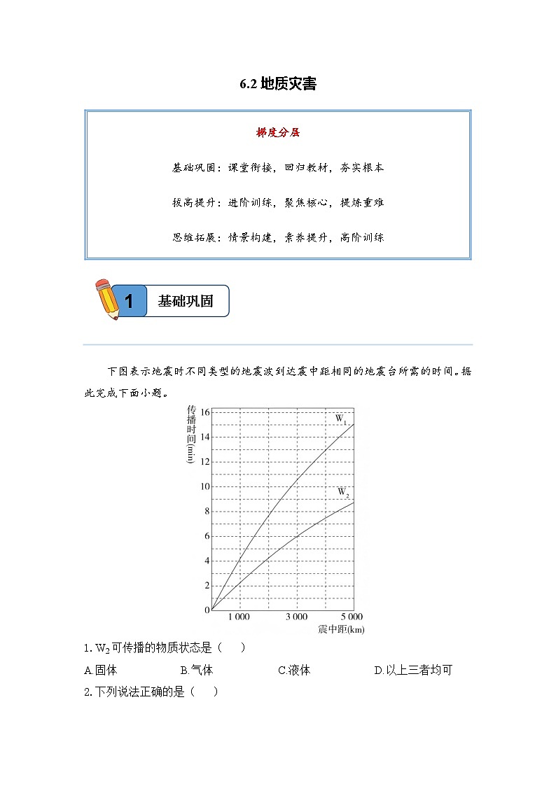 6.2地质灾害——高一地理人教版（2019）必修一精品同步分层练第1页
