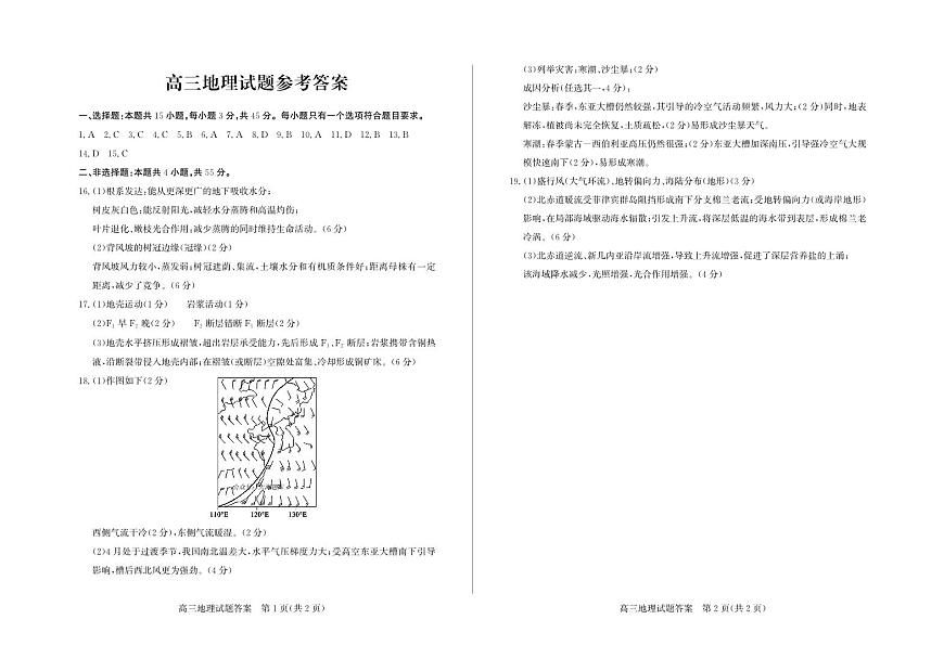 地理试卷答案-山东省德州市（优高联考）2026届高三年级期中上学期教学质量检测考试(11.12-11.14)第1页
