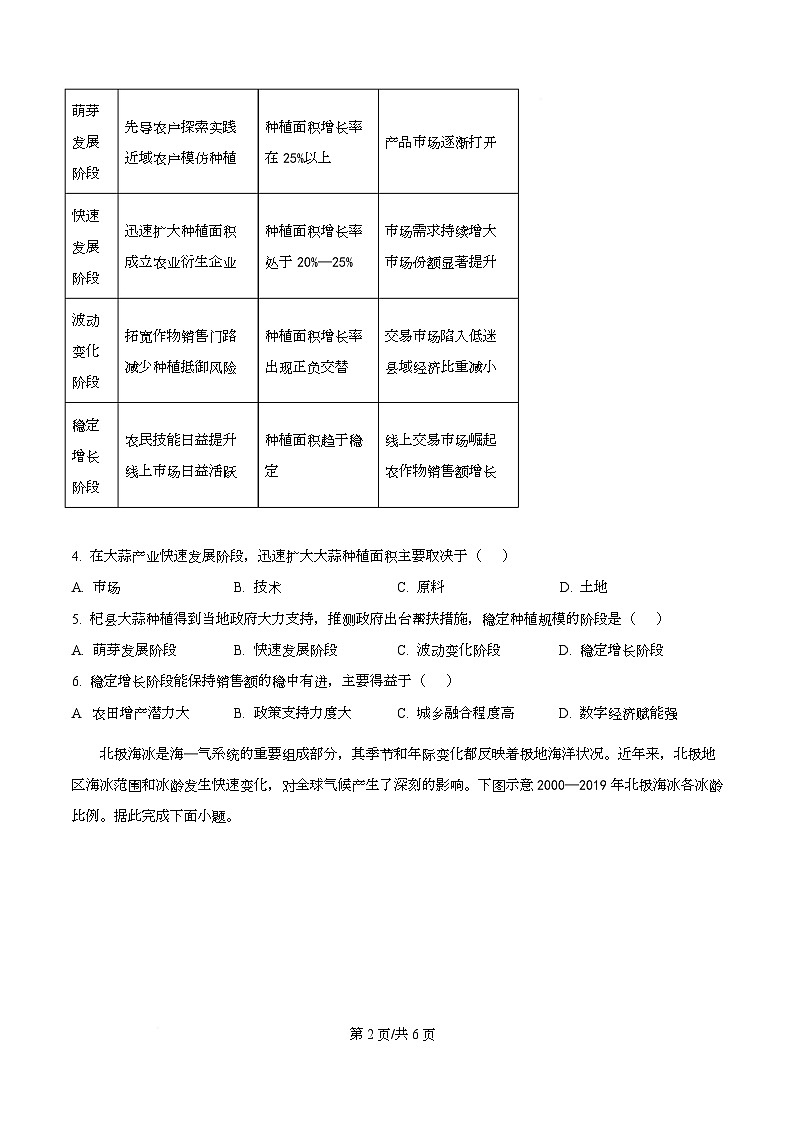 湖北省襄阳市第四中学2026届高三上学期11月期中地理试题（原卷版）第2页