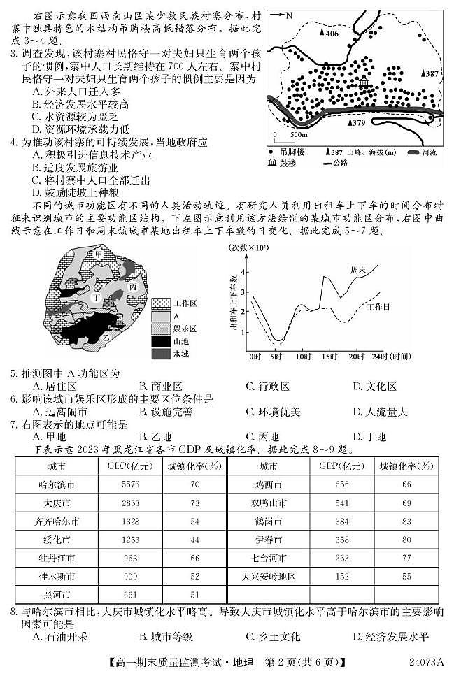 黑龙江省鸡西市2023-2024学年高一下学期期末地理试题第2页