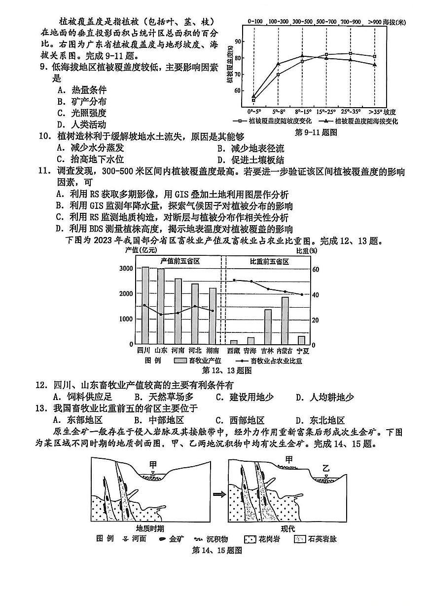 浙江省温州市普通高中2026届高三第一次适应性考试（2025.11）地理试卷（含答案）第3页