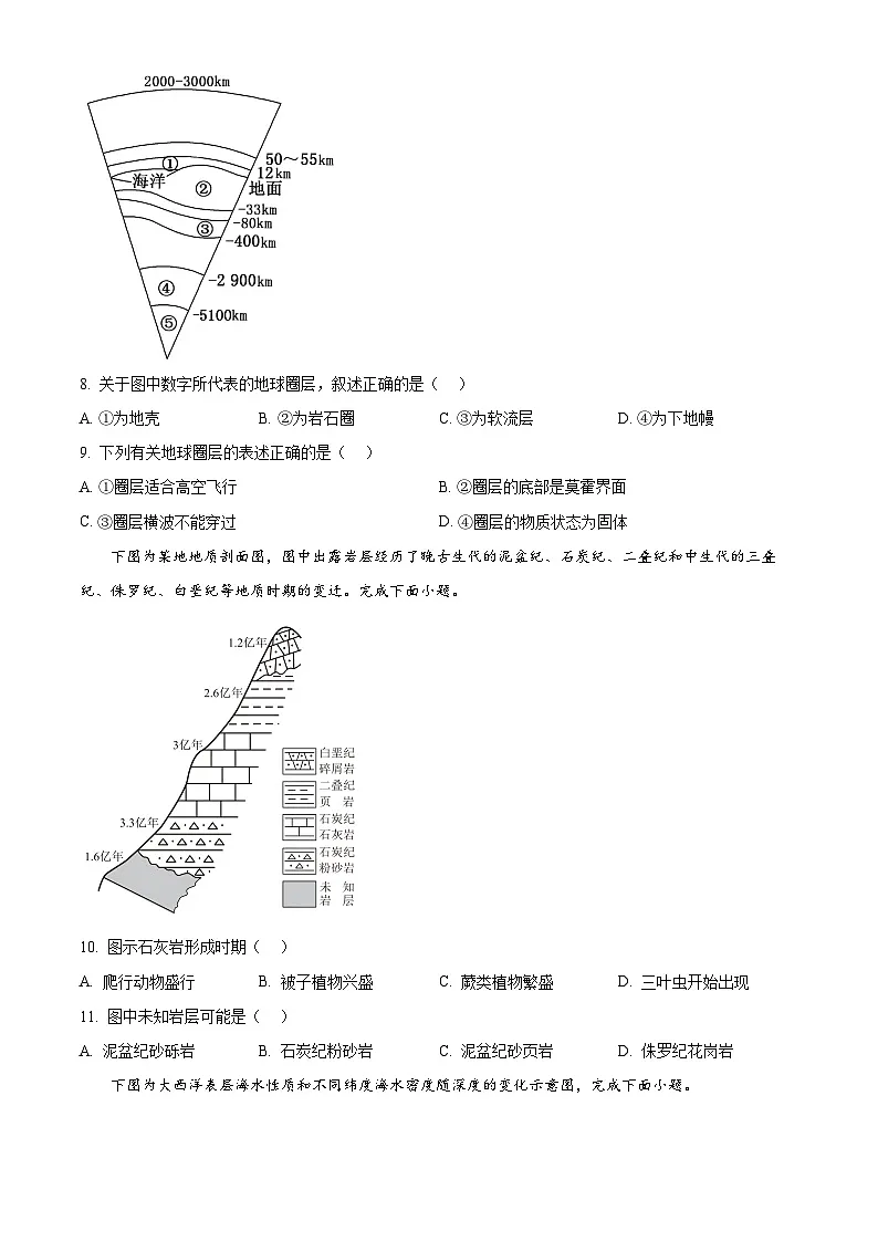 浙江省金兰教育合作组织2025-2026学年高一上学期11月期中地理试题 Word版无答案第3页