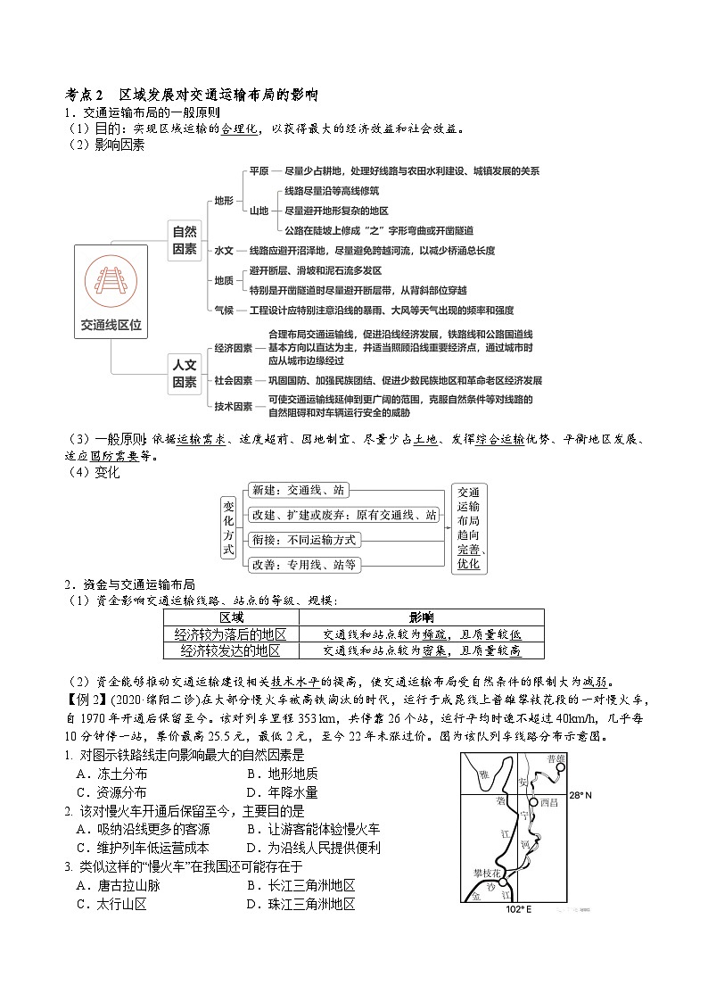 2026届高考地理二轮复习 区域发展对交通布局的影响 专题讲义第2页