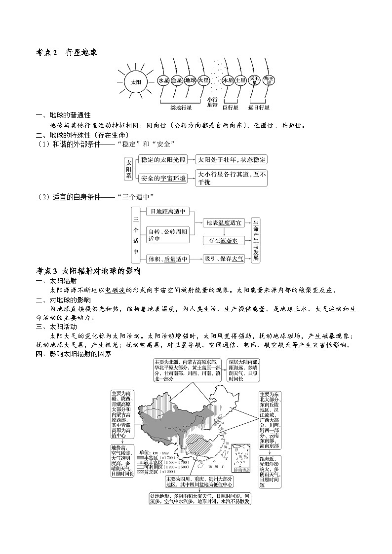 2026届高考地理二轮复习 地球的宇宙环境与太阳对地球的影响专题讲义（后附答案 无解析）第2页