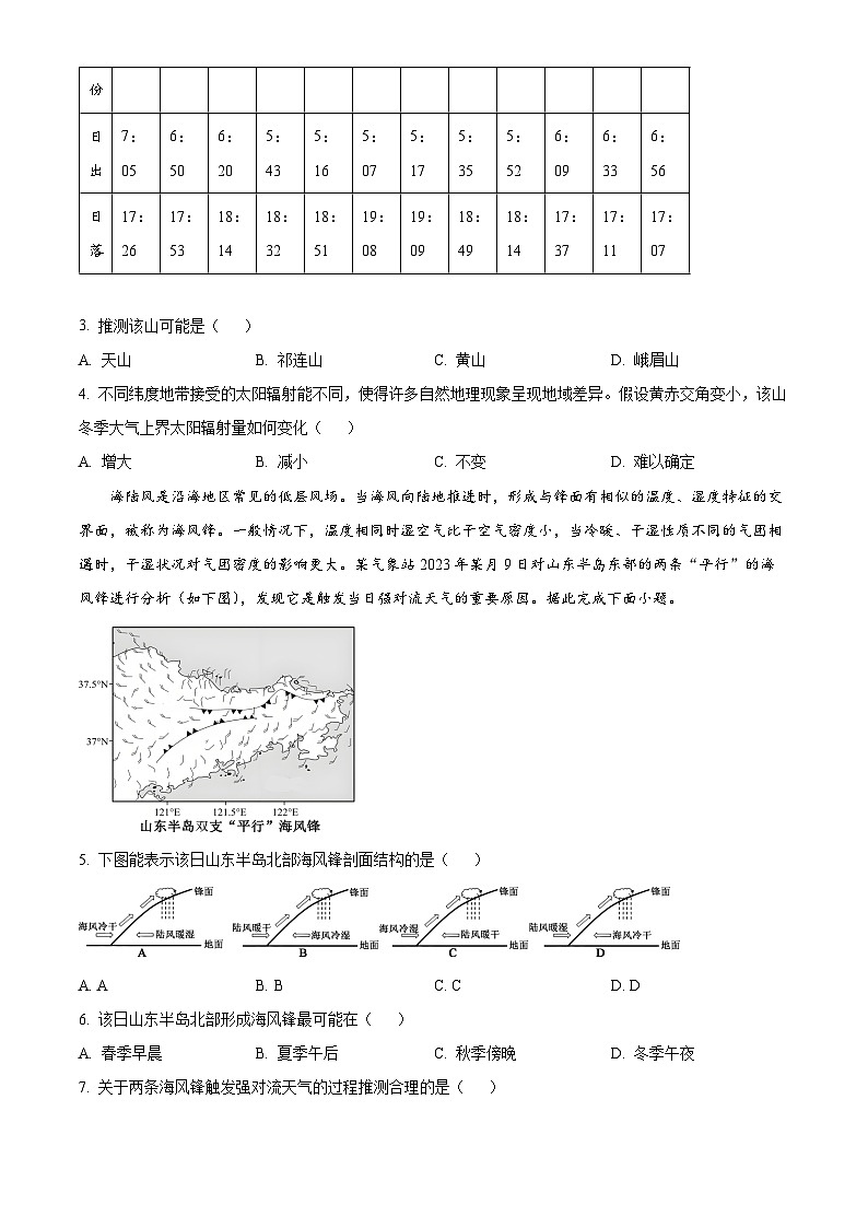 安徽省江淮十校2026届高三上学期11月期中地理试题 （原卷版）第2页