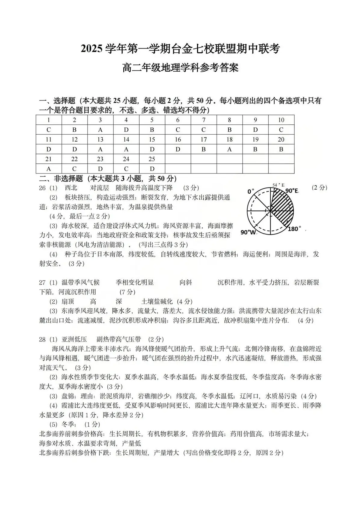 地理答案第1页