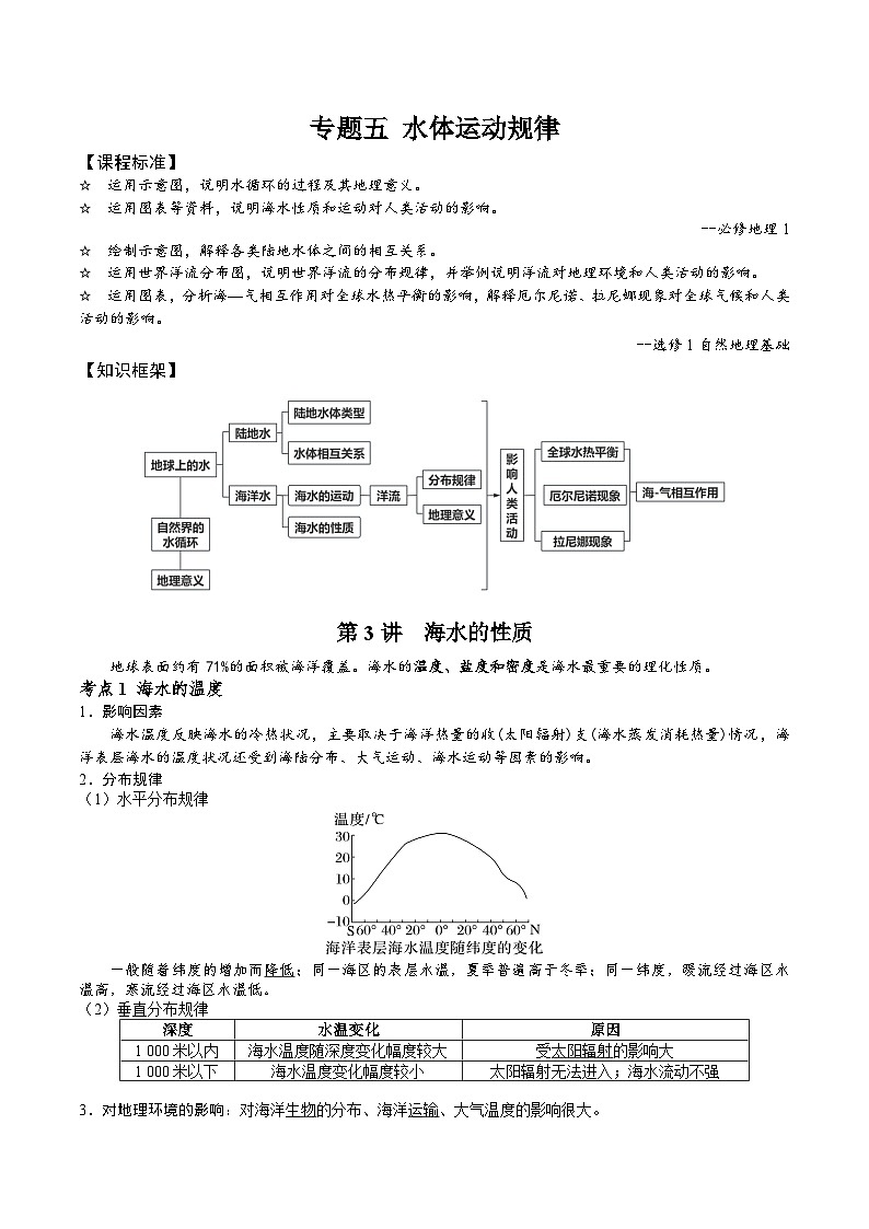 2026届高考地理二轮复习 海水的性质 专题讲义（后附答案无解析）第1页