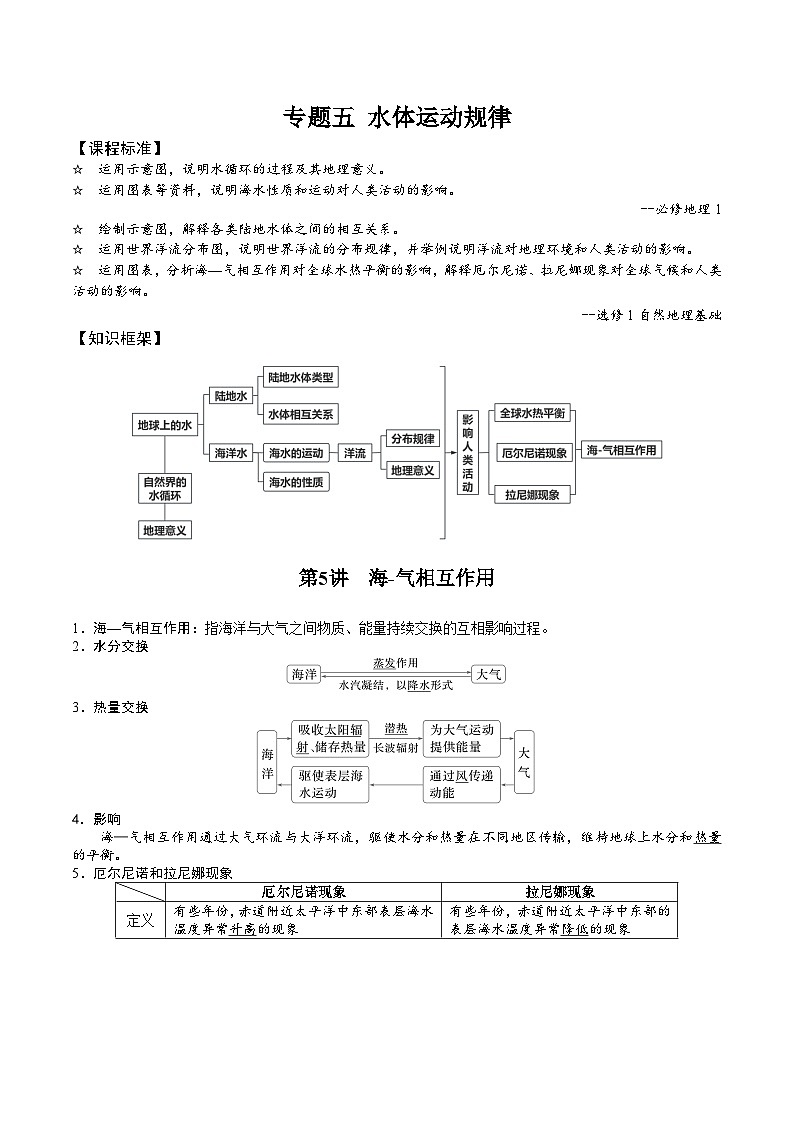 2026届高考地理二轮复习 海-气相互作用专题讲义（后附答案无解析）第1页
