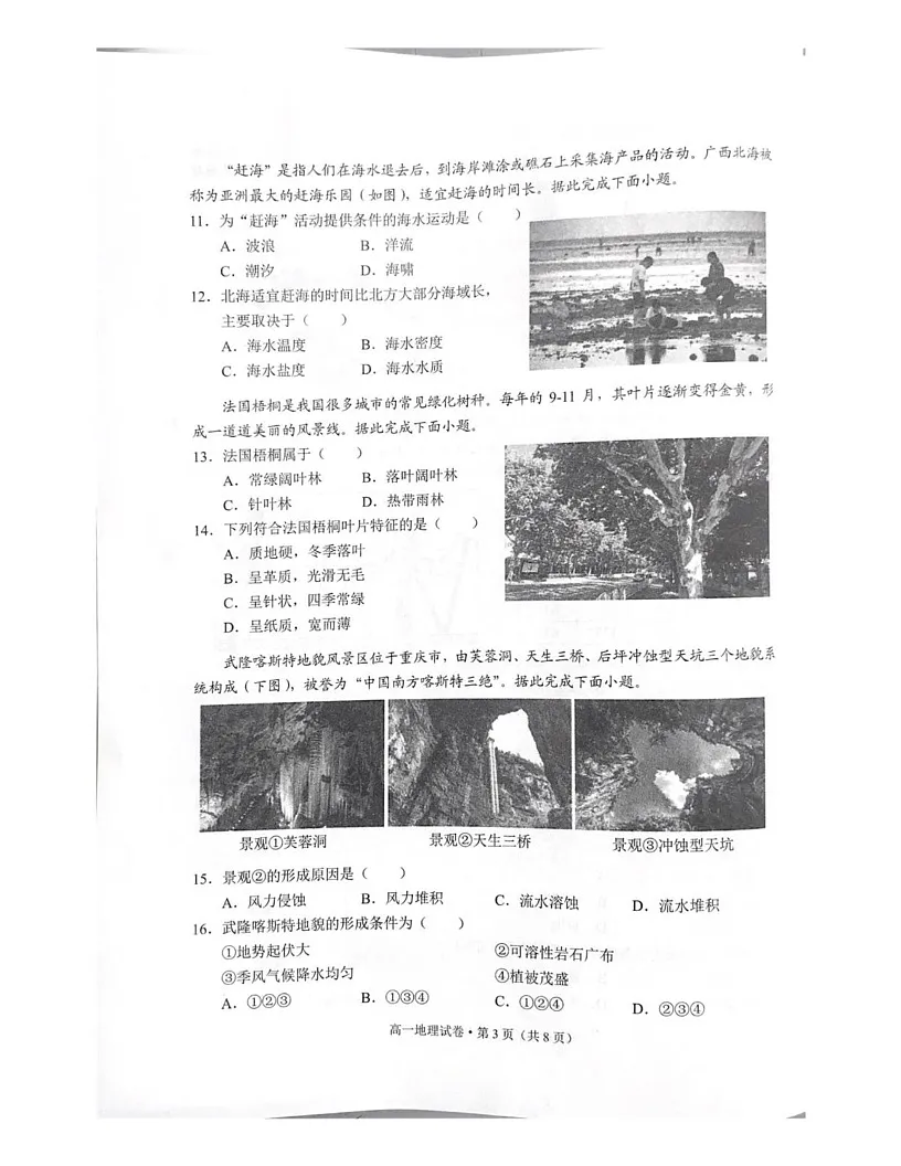 云南省红河哈尼族彝族自治州,文山壮族苗族自治州2024-2025学年高一上学期1月期末检测地理试题第3页