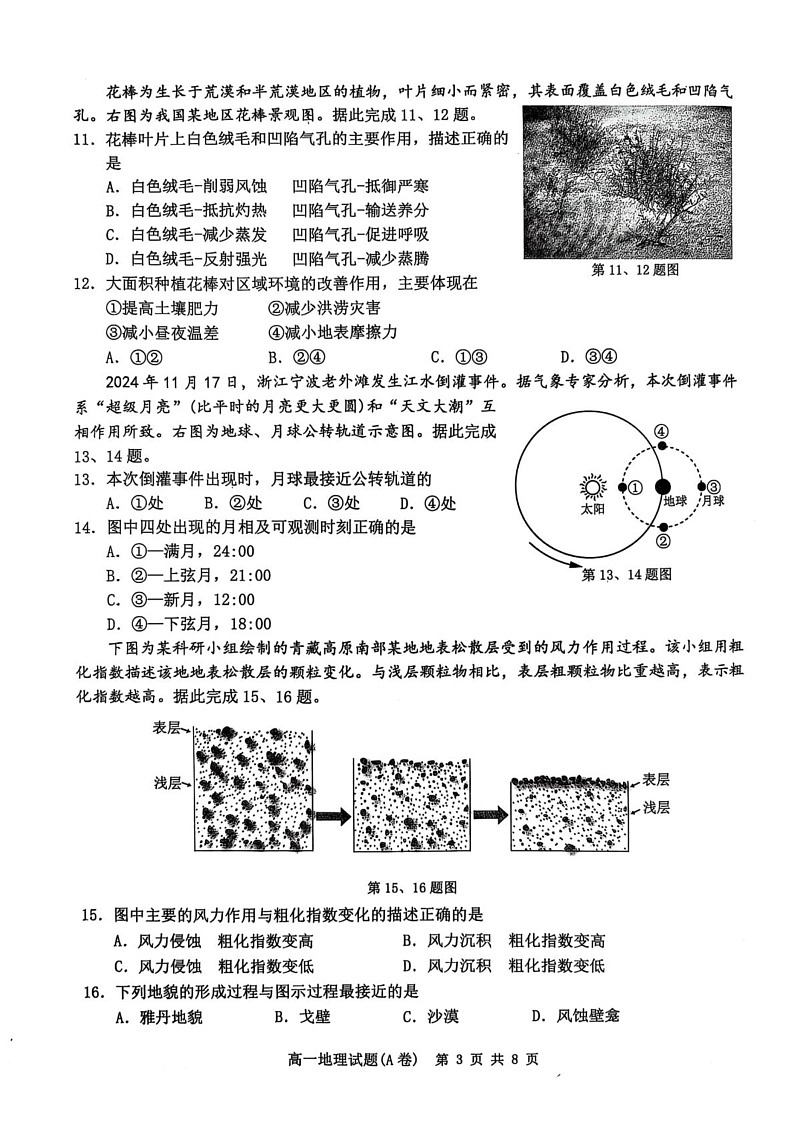 浙江省温州市2024-2025学年高一上学期期末教学质量统一检测地理试题（A卷）第3页