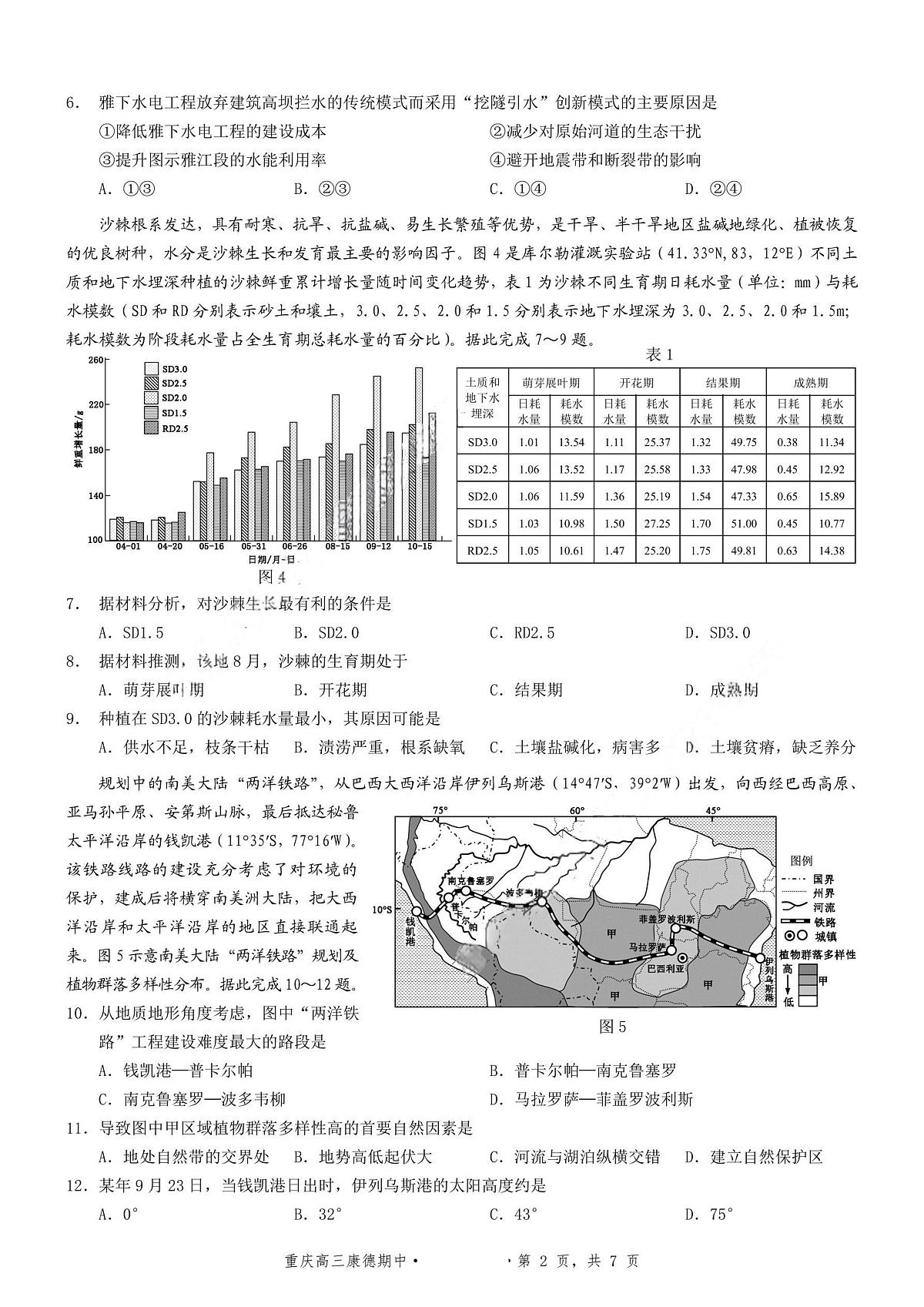 地理+答案-2025年秋康德高三11月调研测试试题卷第2页