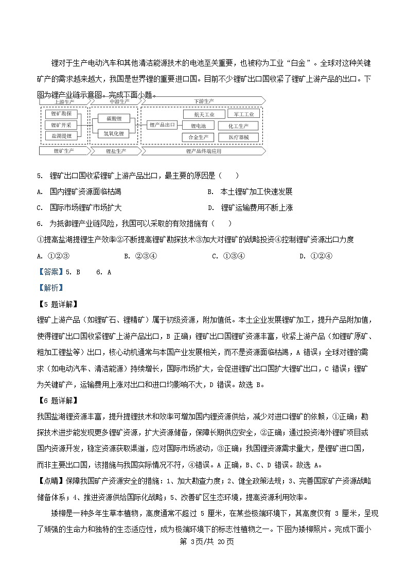 浙江省2025_2026学年高三地理上学期10月月考试题含解析第3页