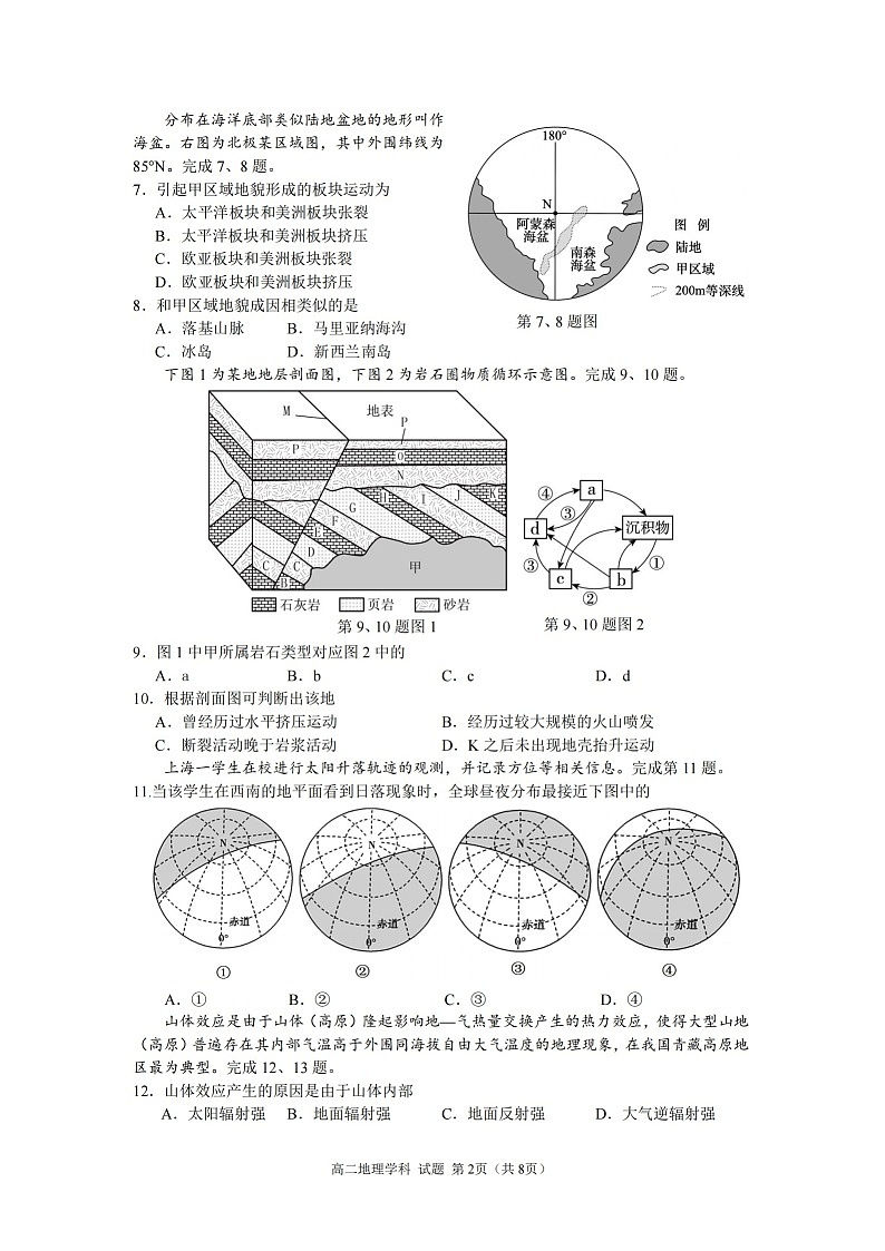 浙江省温州环大罗山联盟2025-2026学年高二上学期11月期中考试地理试卷第2页
