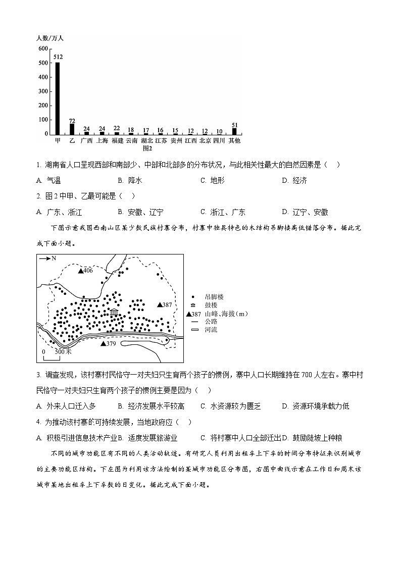 黑龙江省鸡西市2023-2024学年高一下学期期末地理试题  Word版无答案第2页