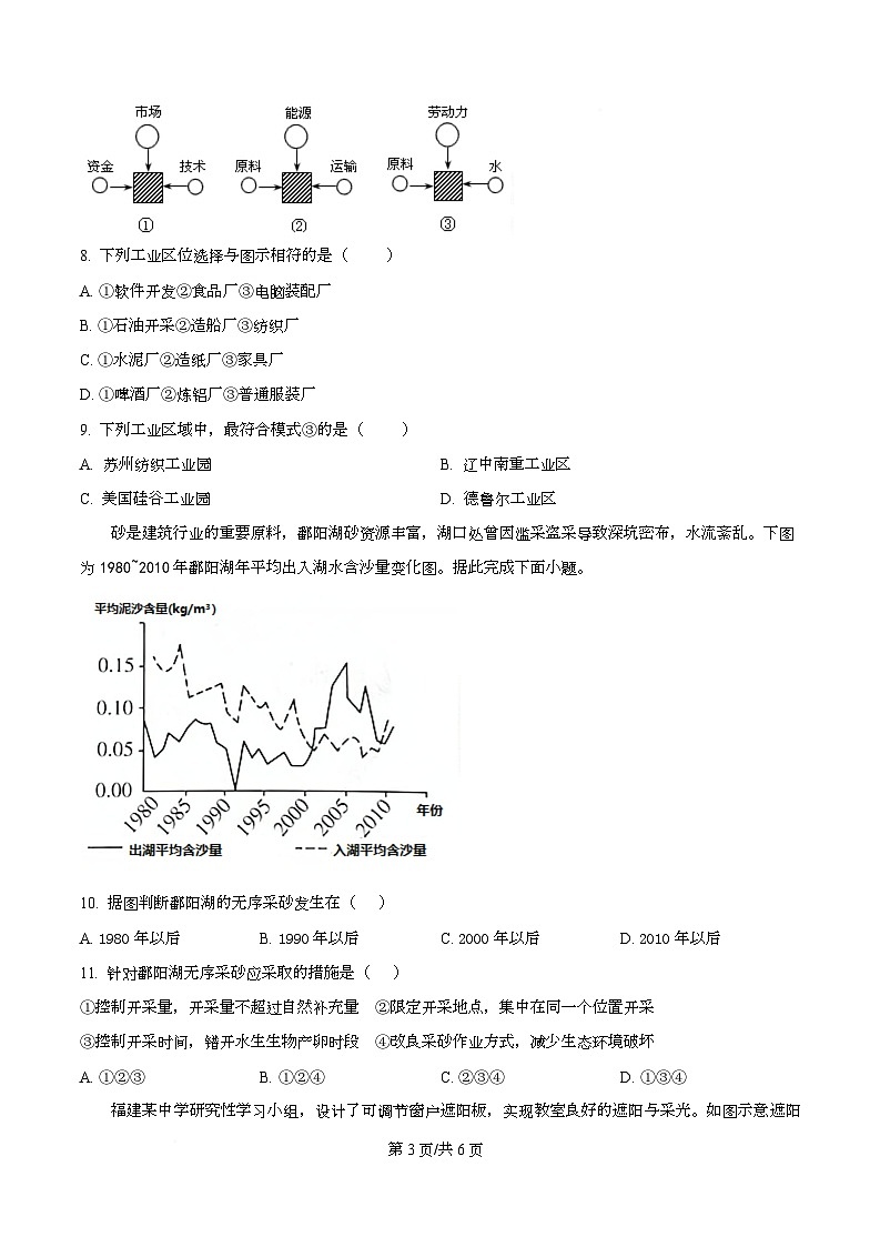 四川省绵阳市东辰学校2026届高三上学期期中考试地理试题（原卷版）第3页