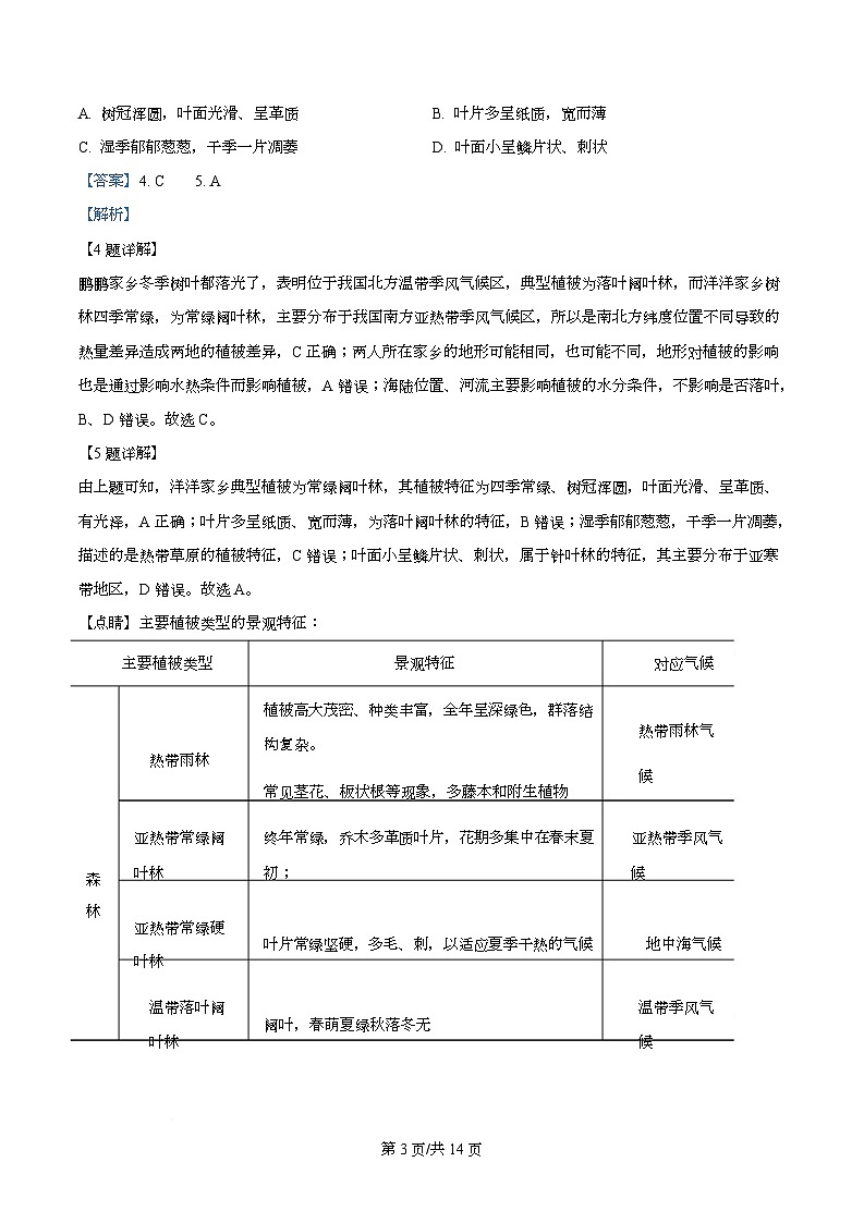 四川省绵阳市三台中学2026届高三上学期期中考试地理试题 Word版含解析第3页
