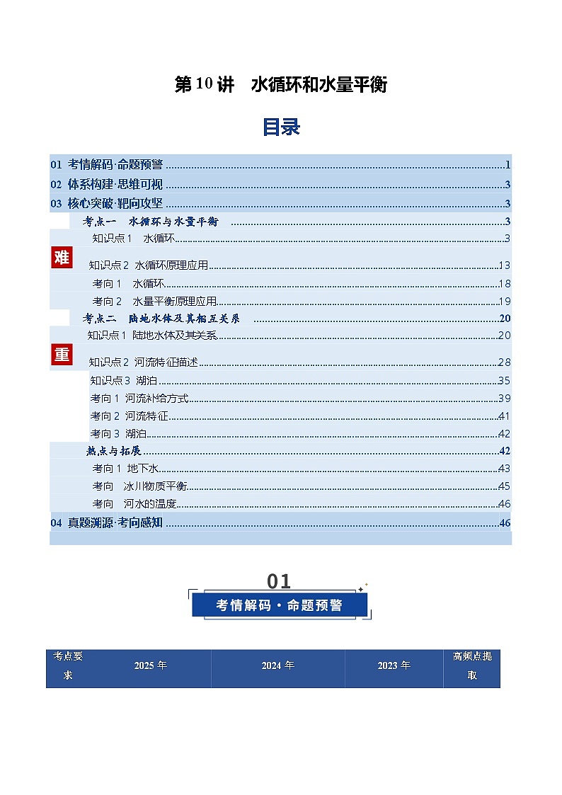 高考地理一轮复习-水循环和水量平衡（复习讲义）（全国通用）（原卷版）第1页