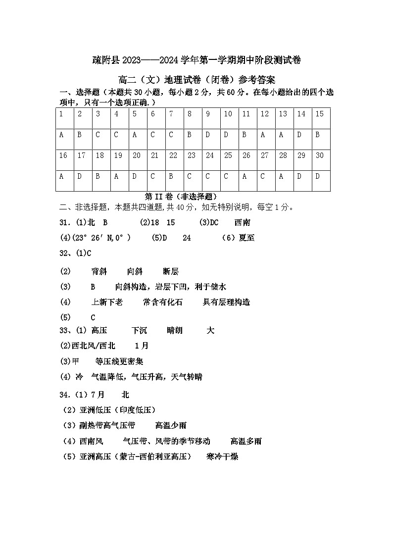 2025—2026学年第一学期期中考试高二年级地理参考答案第1页