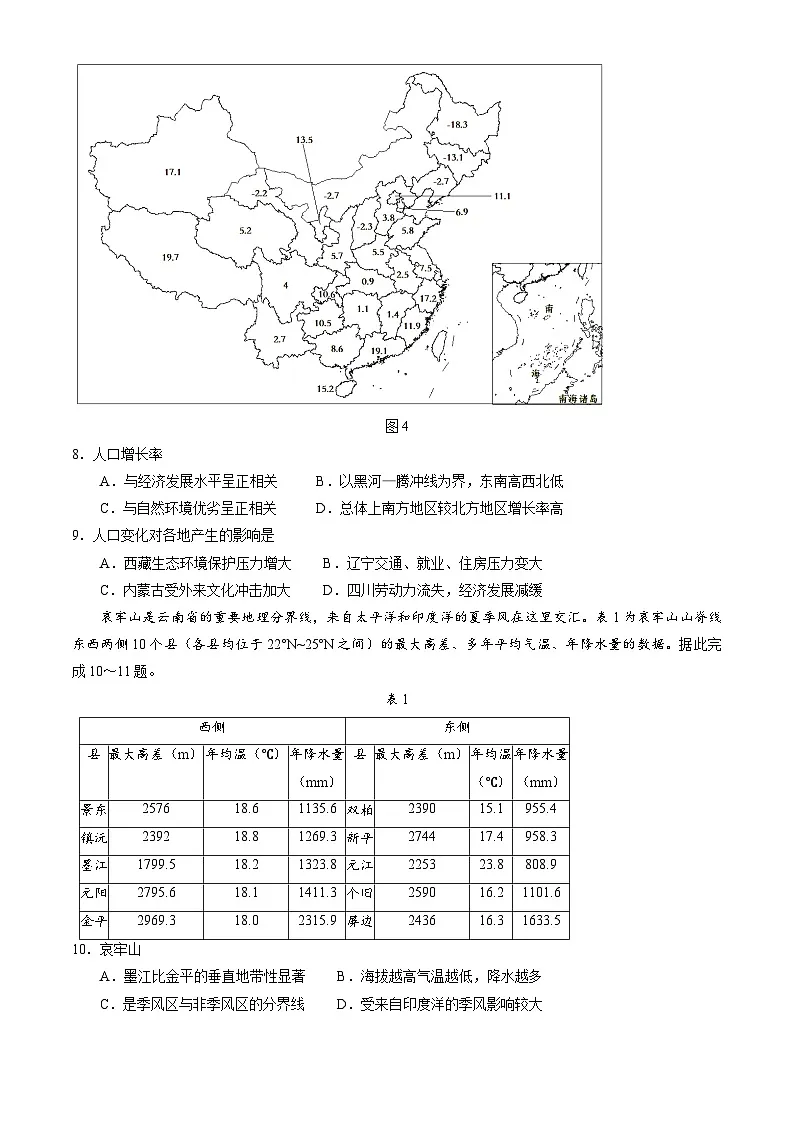 北京市石景山区2024-2025学年高三上学期期末地理试题第3页