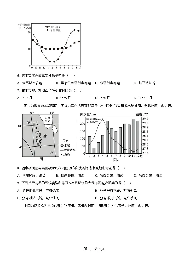 浙江省台州六校联盟2025-2026学年高二上学期11月期中地理试题（原卷版）第2页