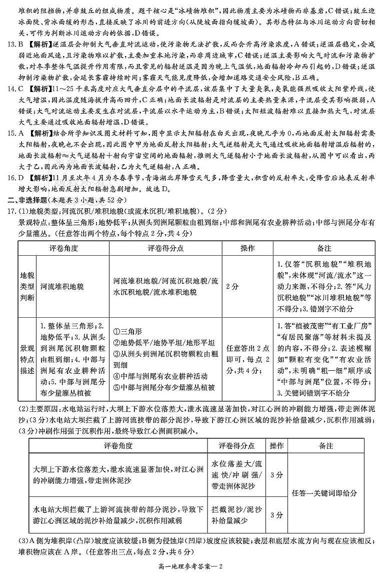 湖南省武冈市第二中学2025年12月高一学情检测卷地理试卷 地理答案1（高一12月学情检测）-副本第2页