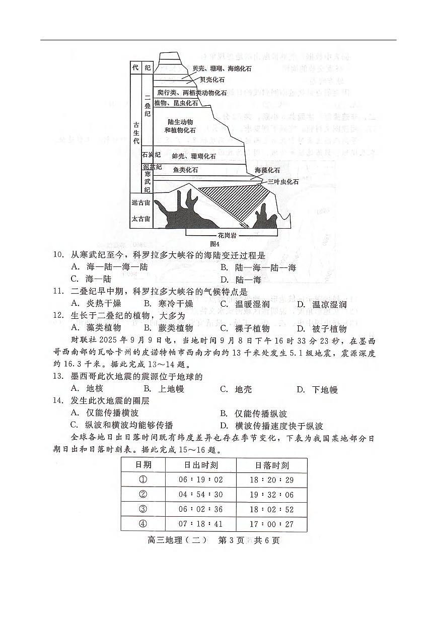 地理丨河北省“NT20”2026届高三上学期10月联考试卷及答案第3页