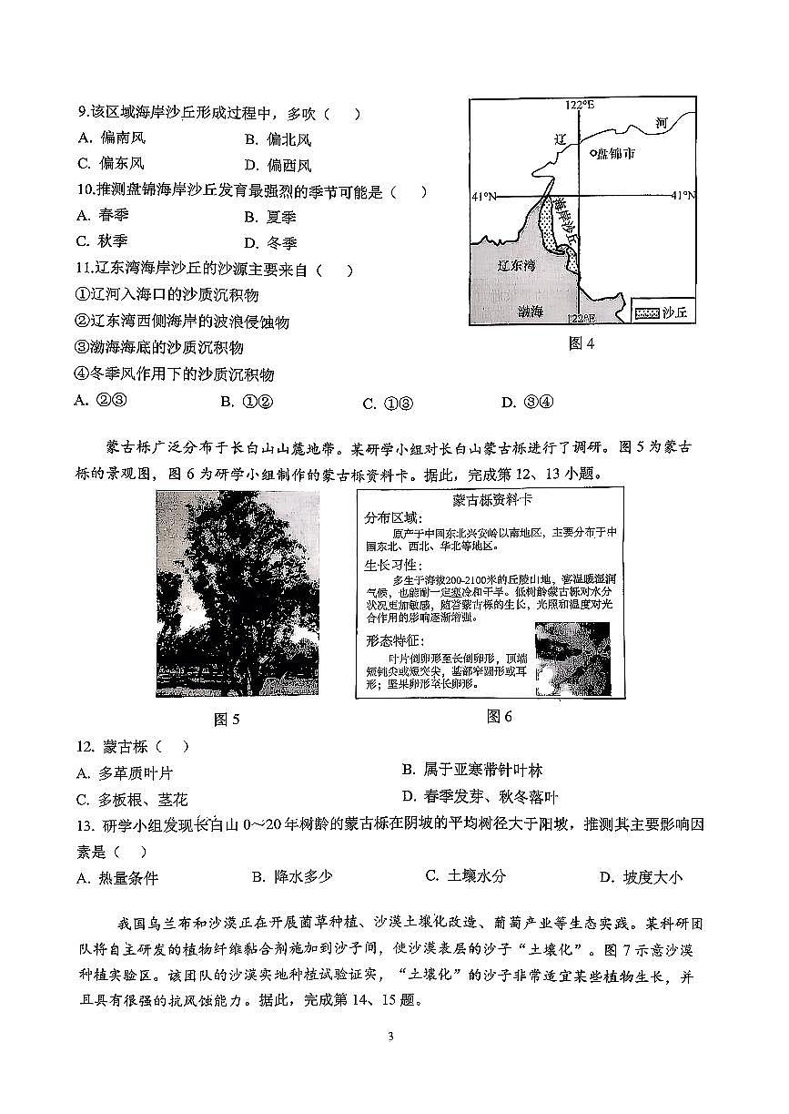 2025北京十二中高一（上）12月月考地理试卷第3页