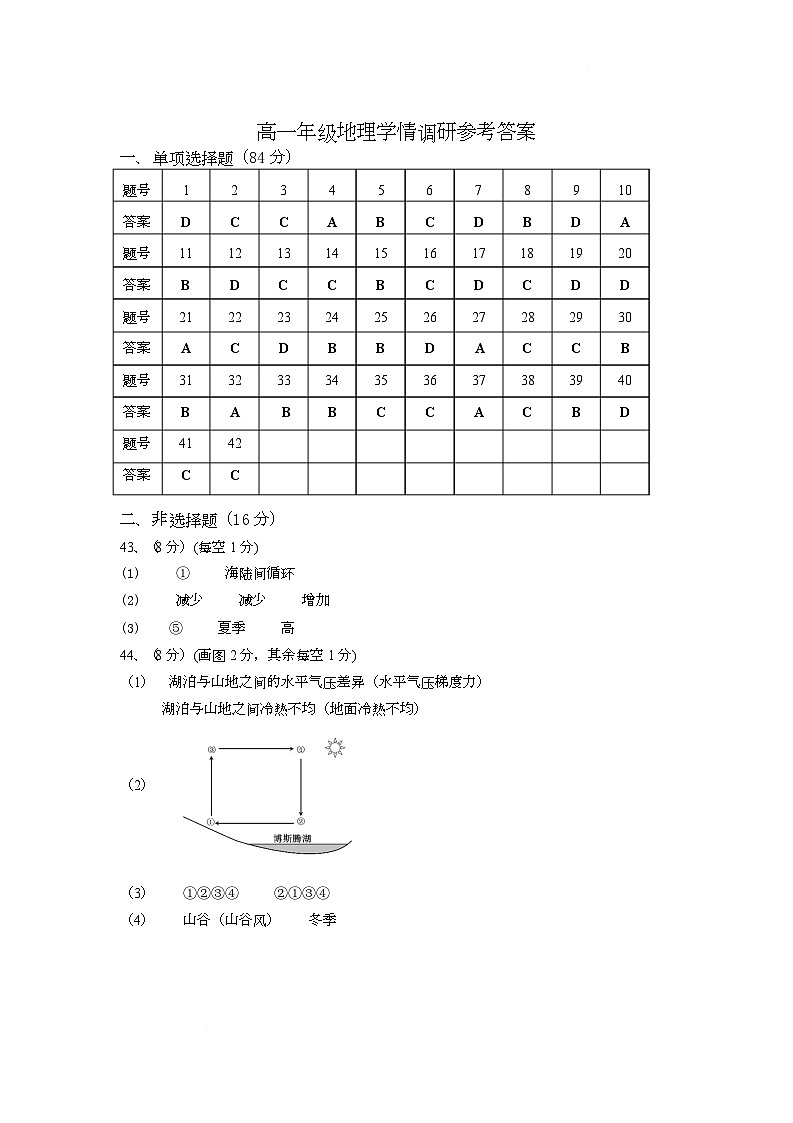 高一地理答案第1页