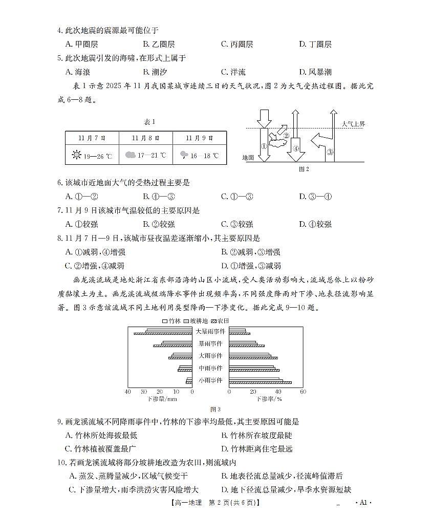 陕西省2025-2026学年高一上学期12月考试（26-167A）地理第2页