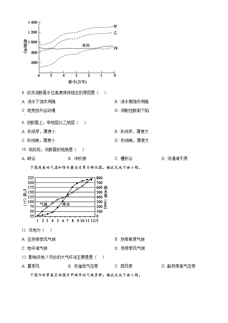 福建省福州市仓山区福建师范大学附属中学高二上学期1月期末地理试题（原卷版）-A4第3页