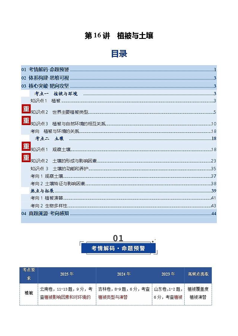 高考地理一轮-植被与土壤（复习讲义）（全国通用）（原卷版）第1页