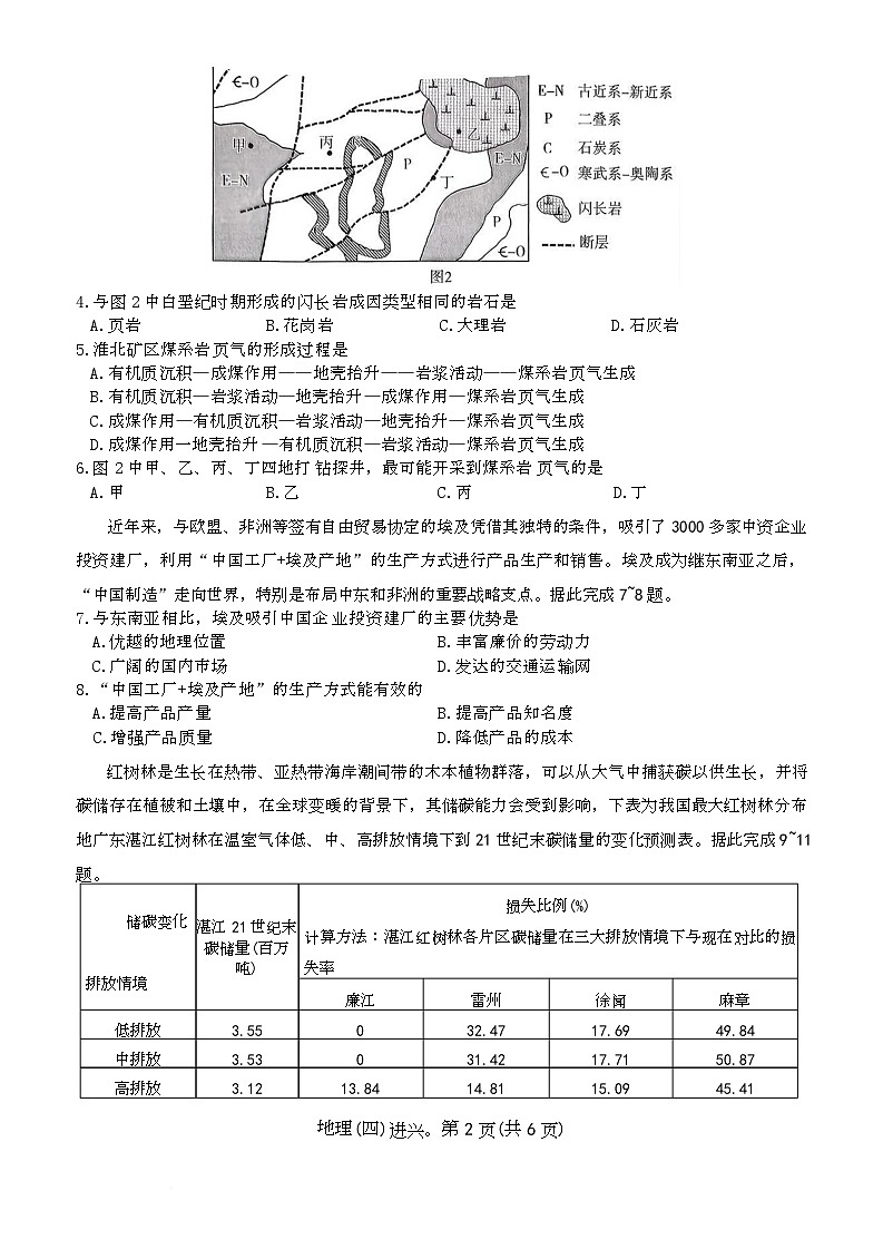2026届云南省云南名校联盟高三上学期第四次联考模拟预测地理试题 试卷第2页
