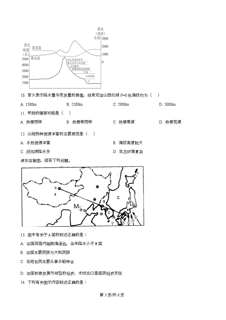 湖北省黄梅县第一中学2025-2026学年高二上学期12月月考地理试卷（原卷版）第3页