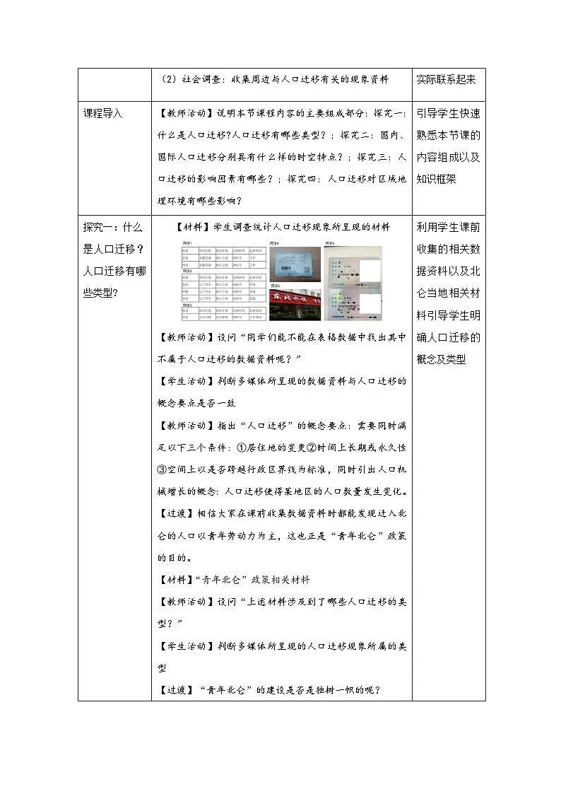 人教版高中地理必修第二册1.2 人口迁移表格式教案第2页