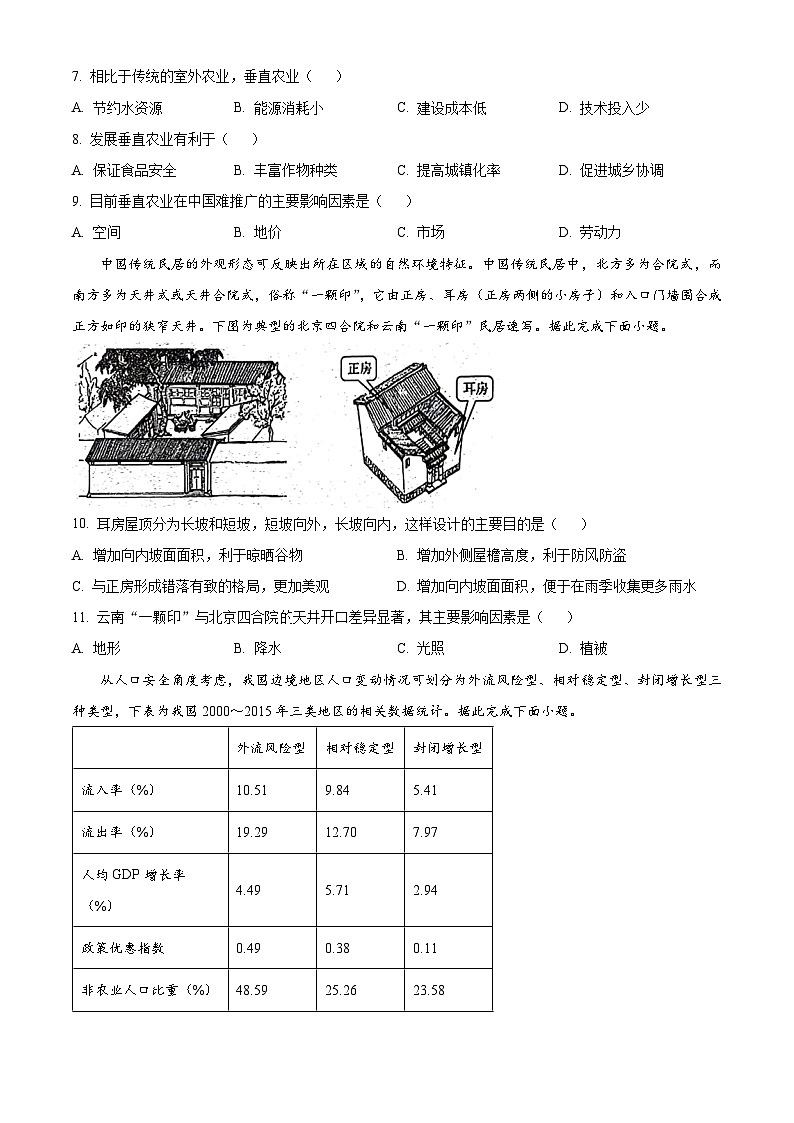 精品解析：安徽省“江南十校”2023-2024学年高一下学期5月月考地理试题（原卷版）第3页