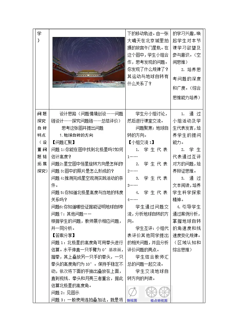 湘教版高中地理 选修1自然地理基础1.1 地球的自转》表格式教案第2页