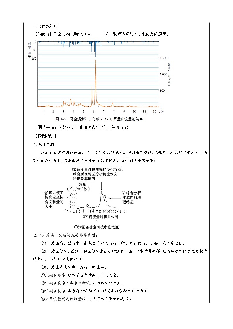 湘教版高中地理 选修1自然地理基础4.1陆地水体间的相互关系 表格式教案第3页
