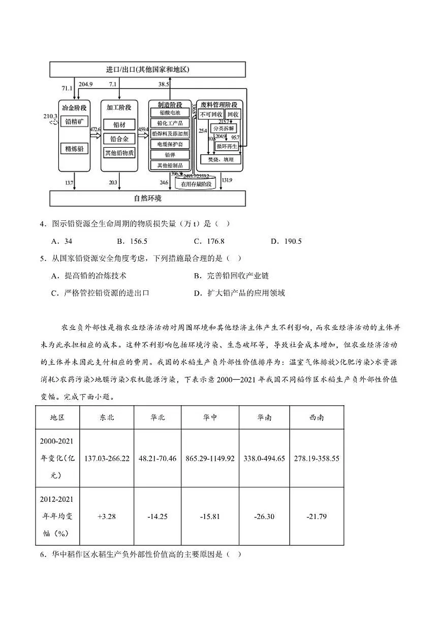 江西省景德镇市2025届高三上学期第二次质量检测地理（含答案）试卷第2页