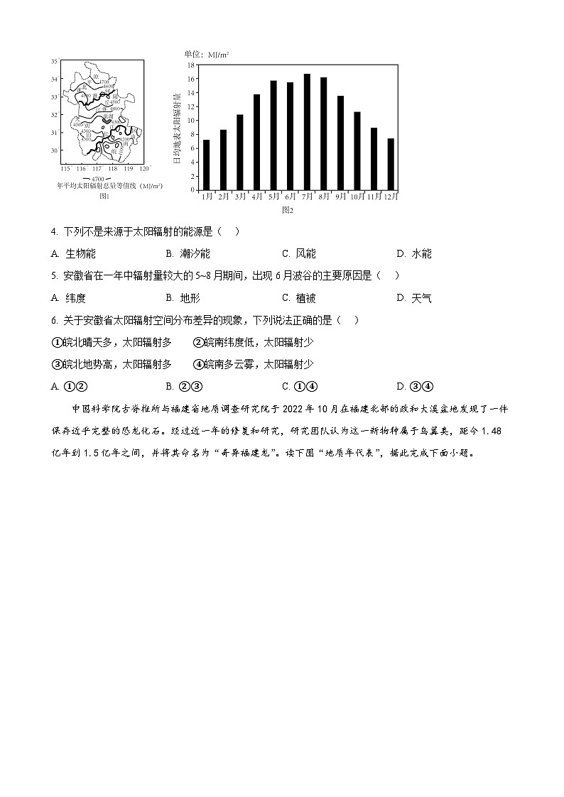 陕西省西安市部分学校联考2024-2025学年高一上学期10月月考地理试题  Word版无答案第2页