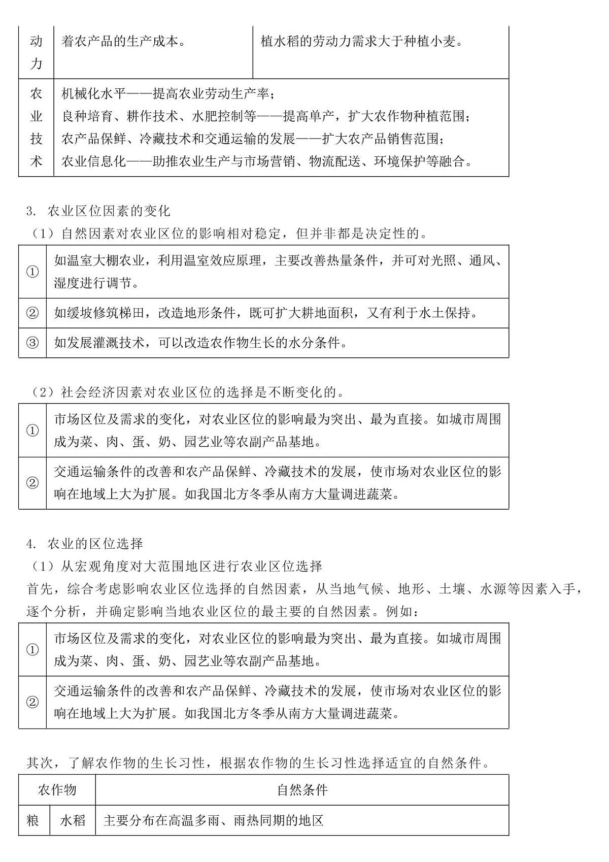 高考地理农业区位因素知识梳理知识清单（共12页）第3页