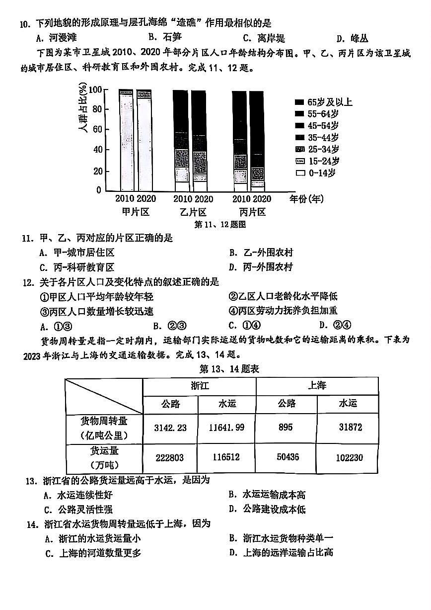 浙江温州市2025年6月高一学业水平模拟考试地理试卷（无答案）第3页