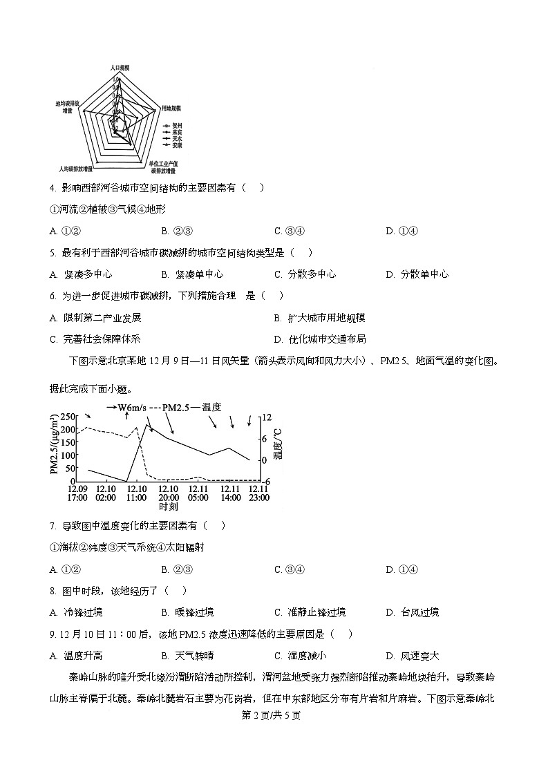 湖北省荆州市2026届高三上学期一月质量检测地理试卷（原卷版）第2页