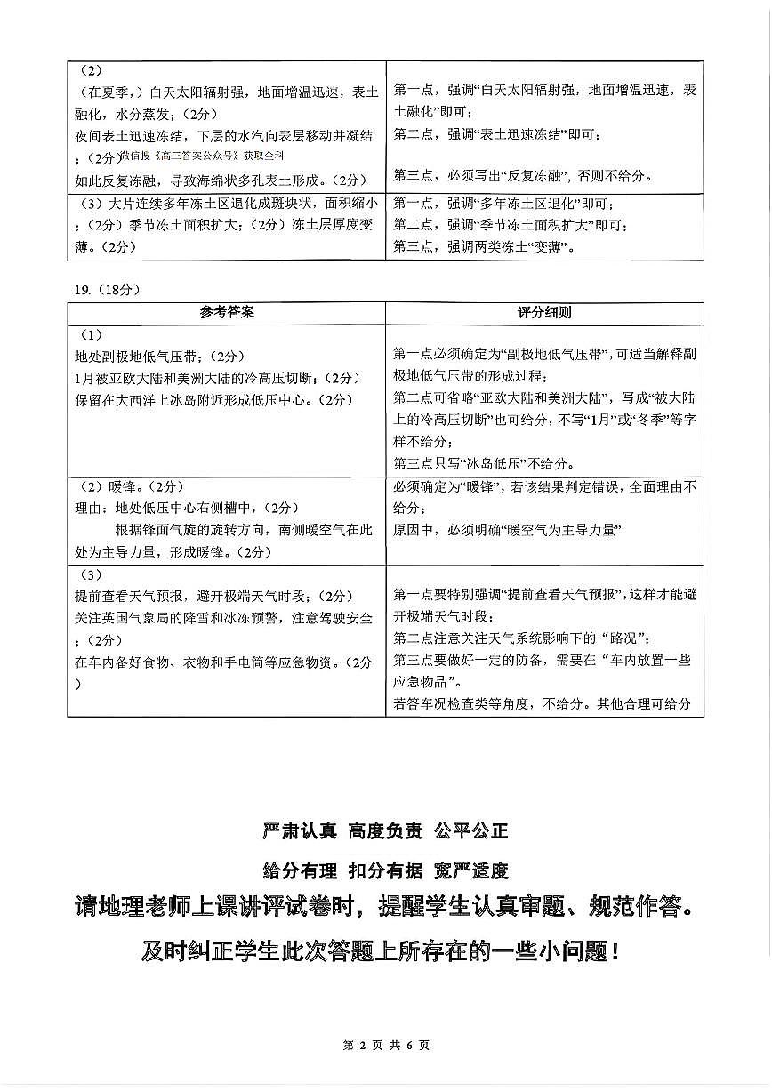 辽宁省县级重点高中协作体高三期末质量监测地理答案第2页