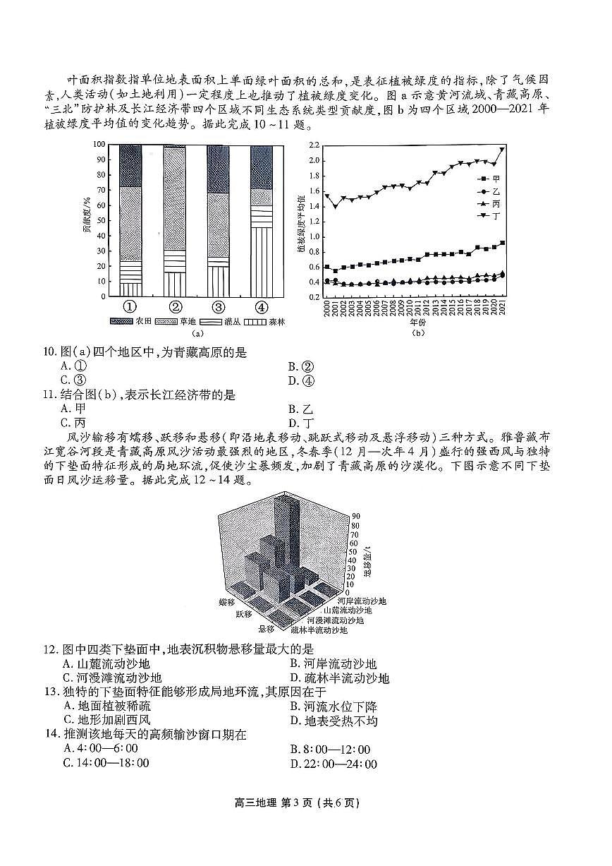 辽宁省县级重点高中协作体高三期末质量监测地理第3页