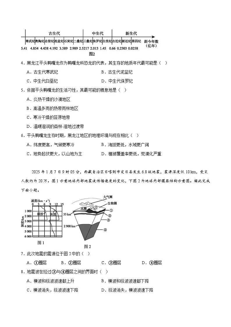 江苏省百校大联考2025-2026学年高一上学期12月阶段检测地理试卷（Word版附答案）第2页