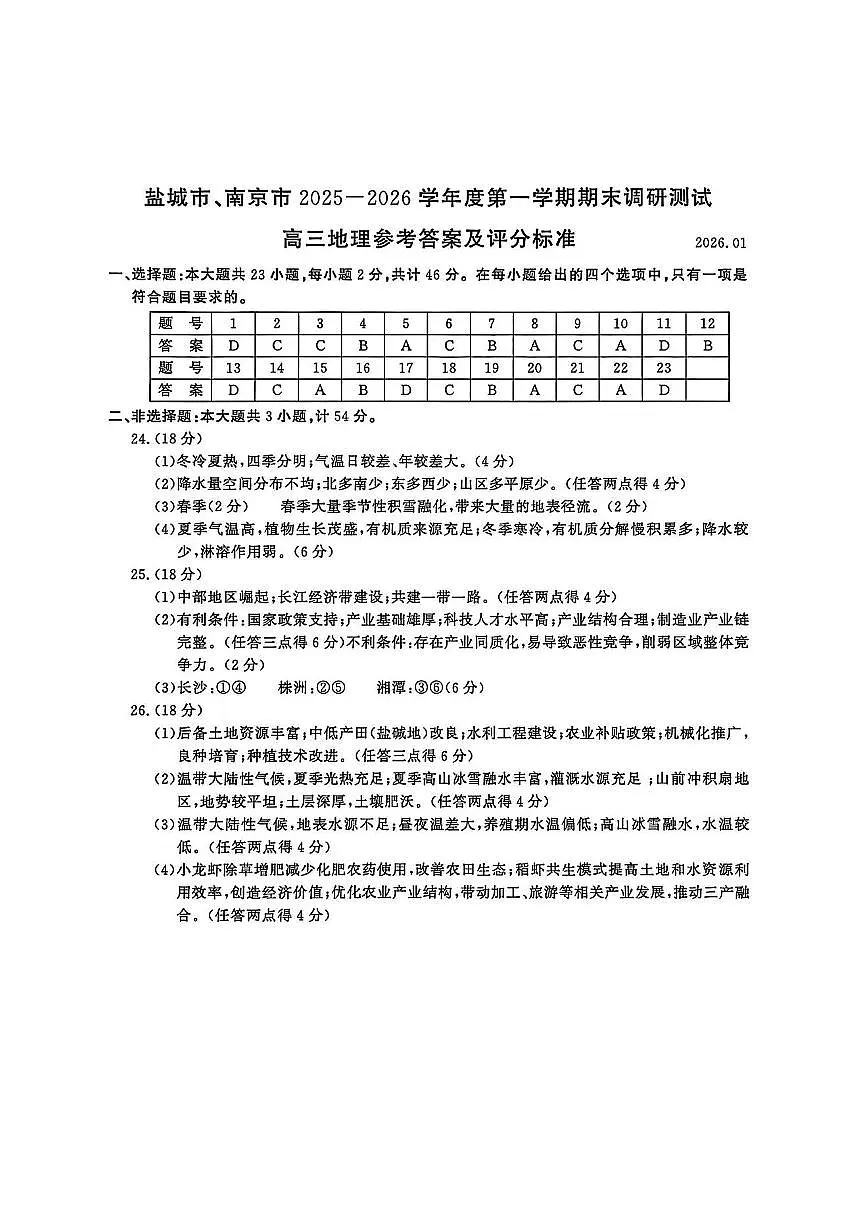【地理试题卷答案】 第1页