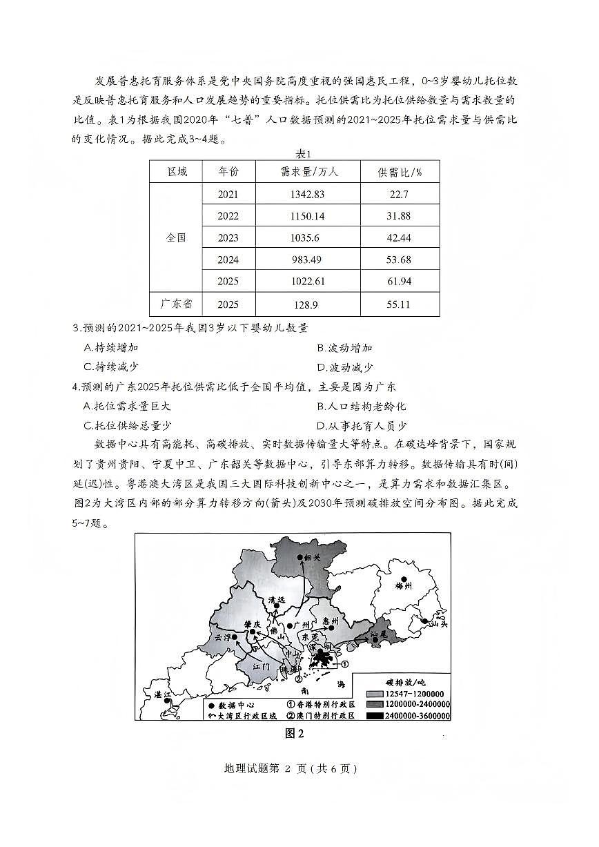 四川省绵阳市2026届高三第二次诊断性考试地理试题+答案（A卷）（绵阳二诊）第2页