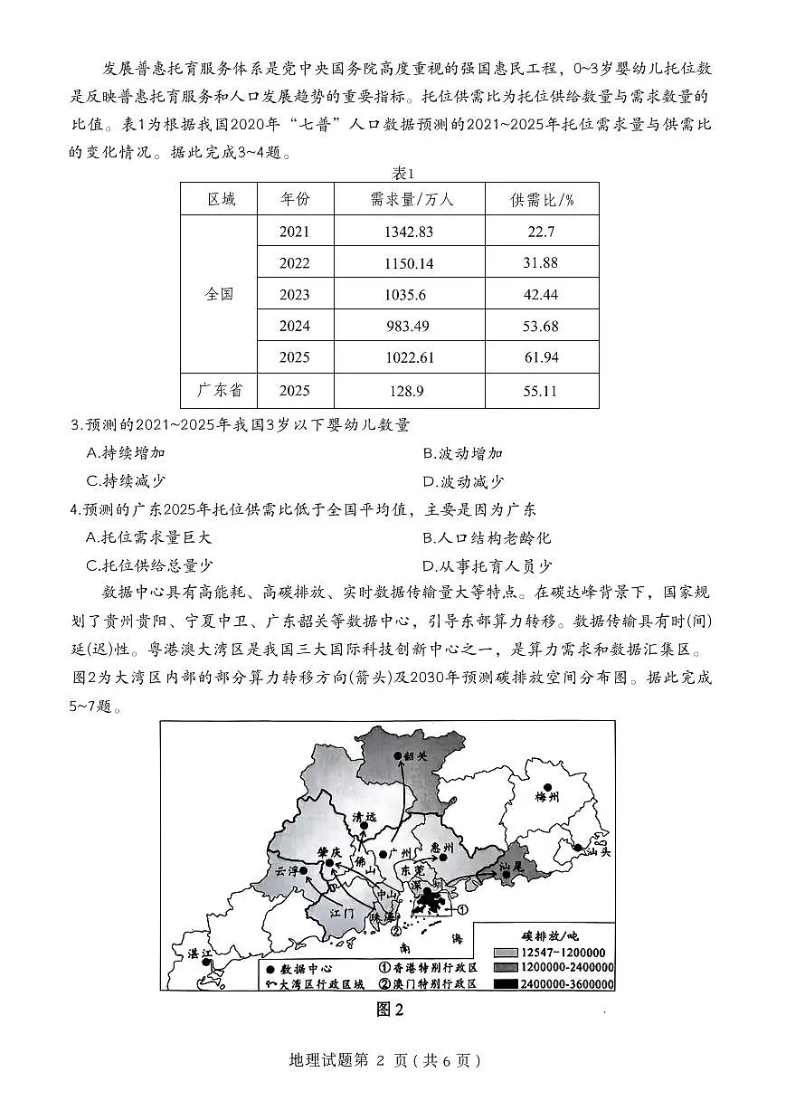 绵阳市高中2023级高三上学期1月第二次诊断性考试地理试卷+答案第2页